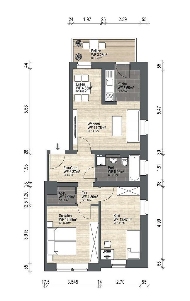 Grundriss für Exposé 4363