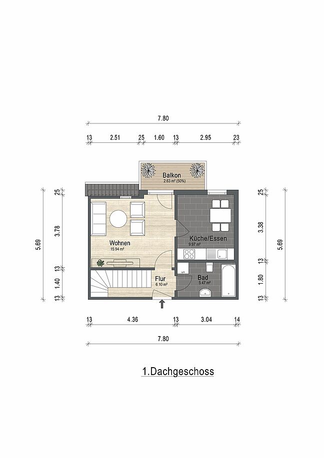 Grundriss für Exposé 3138