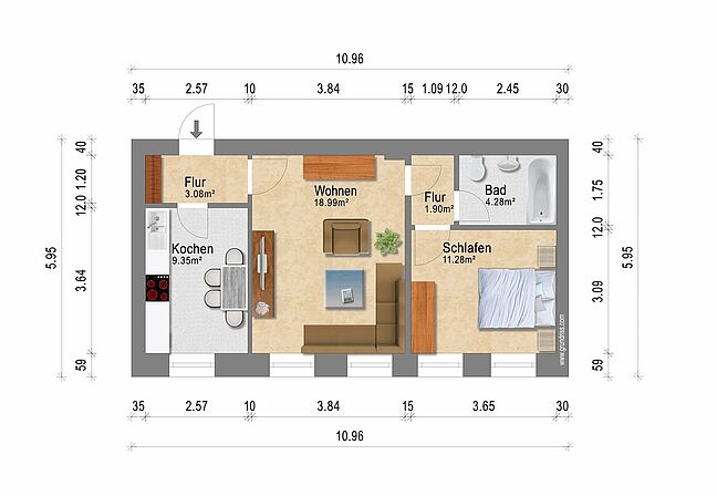 Grundriss für Exposé WHG327