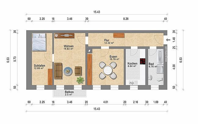 Grundriss für Exposé WHG347